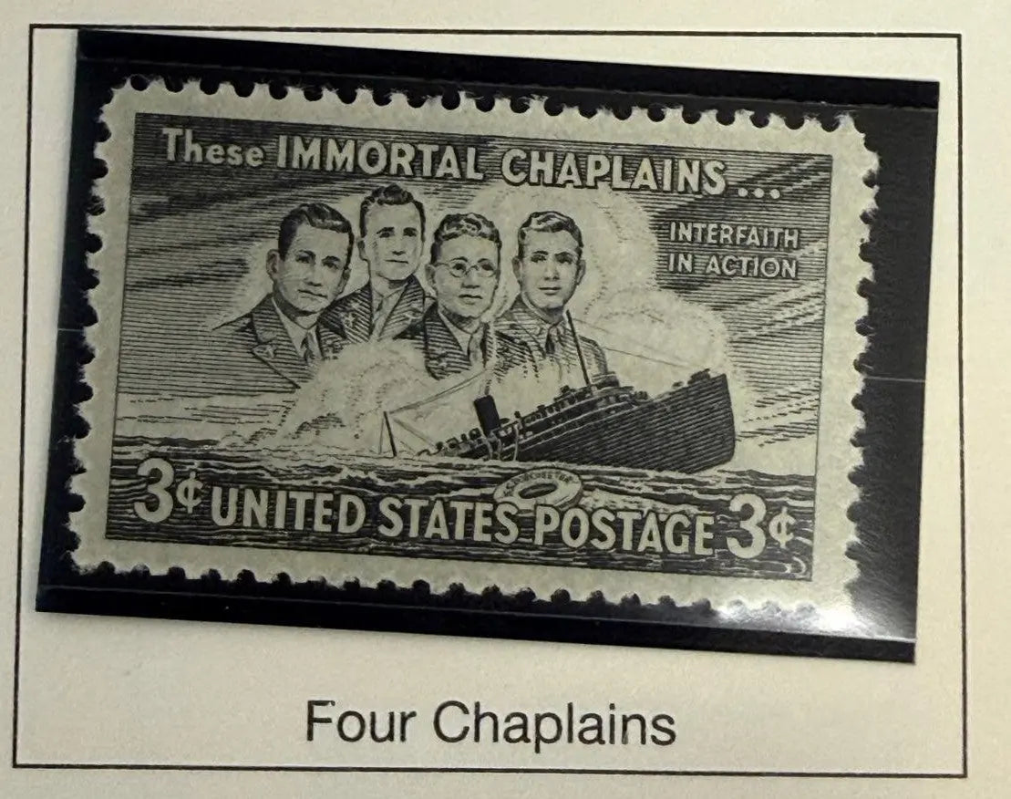 1948 U.S. “Four Chaplains” Commemorative Stamp – WWII SS Dorchester Tribute | Rare Vintage United States Postage Stamp Heritage Pastime