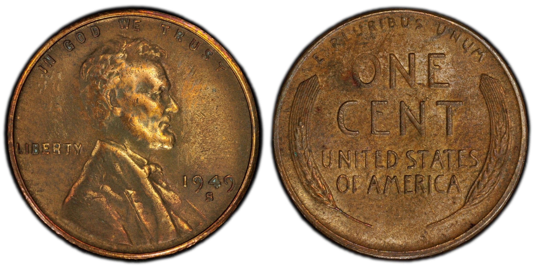 1949-S Lincoln Wheat Cent – PCGS Genuine AU Details (Cleaned) | San Francisco Mint | Classic 20th Century Copper Coin Heritage Pastime