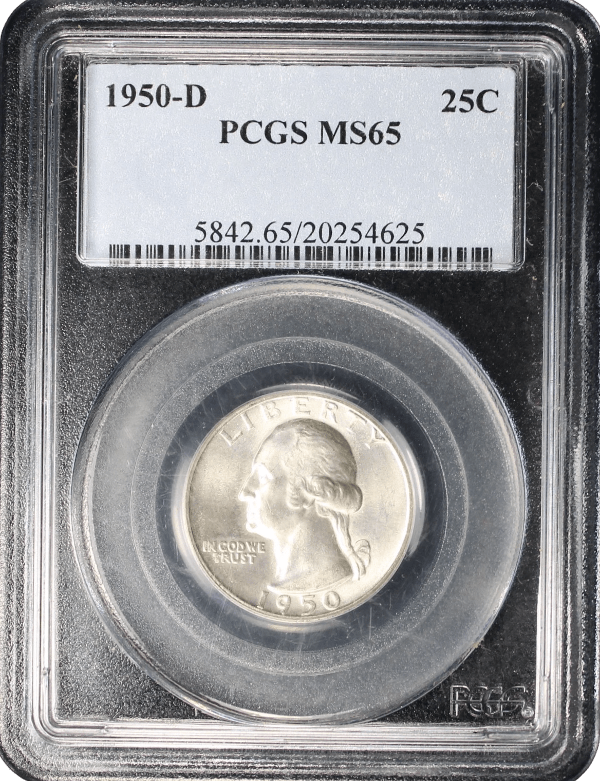1950-D Washington Silver Quarter PCGS MS65 obverse with George Washington portrait