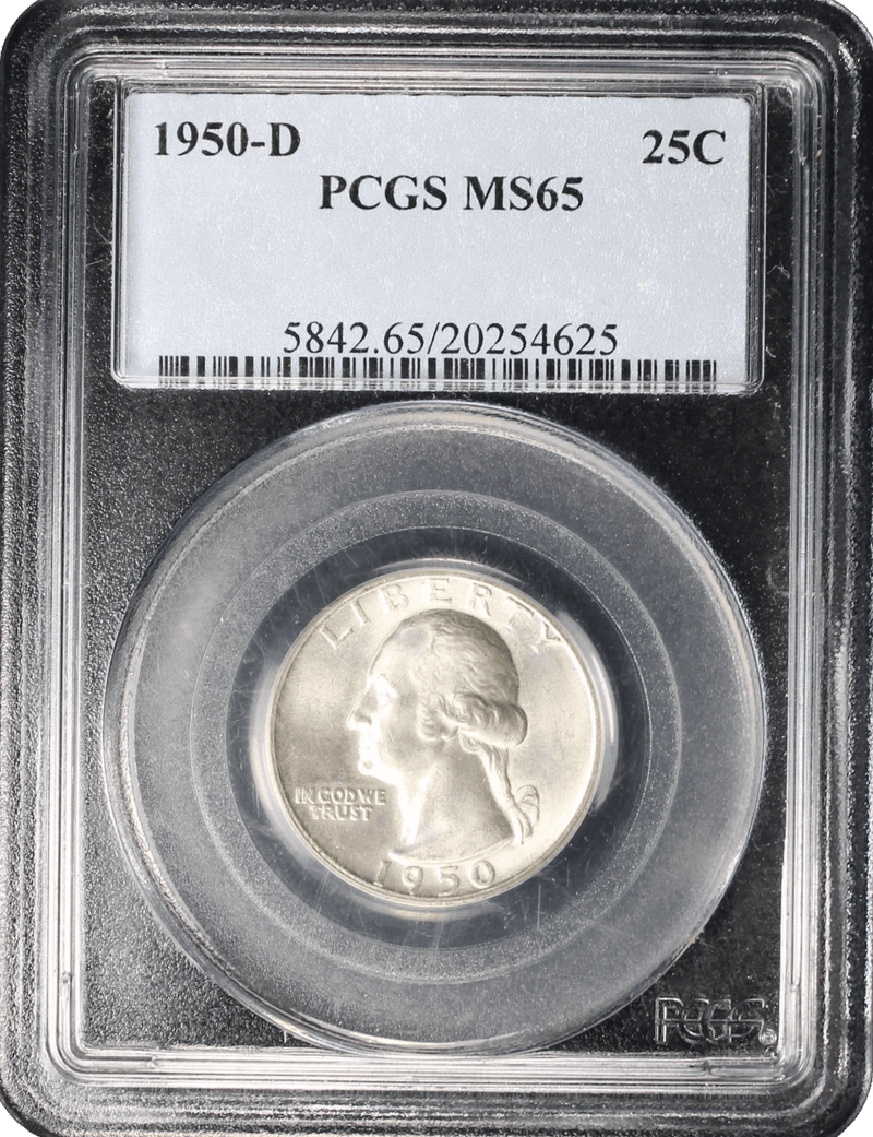 1950-D Washington Silver Quarter PCGS MS65 obverse with George Washington portrait
