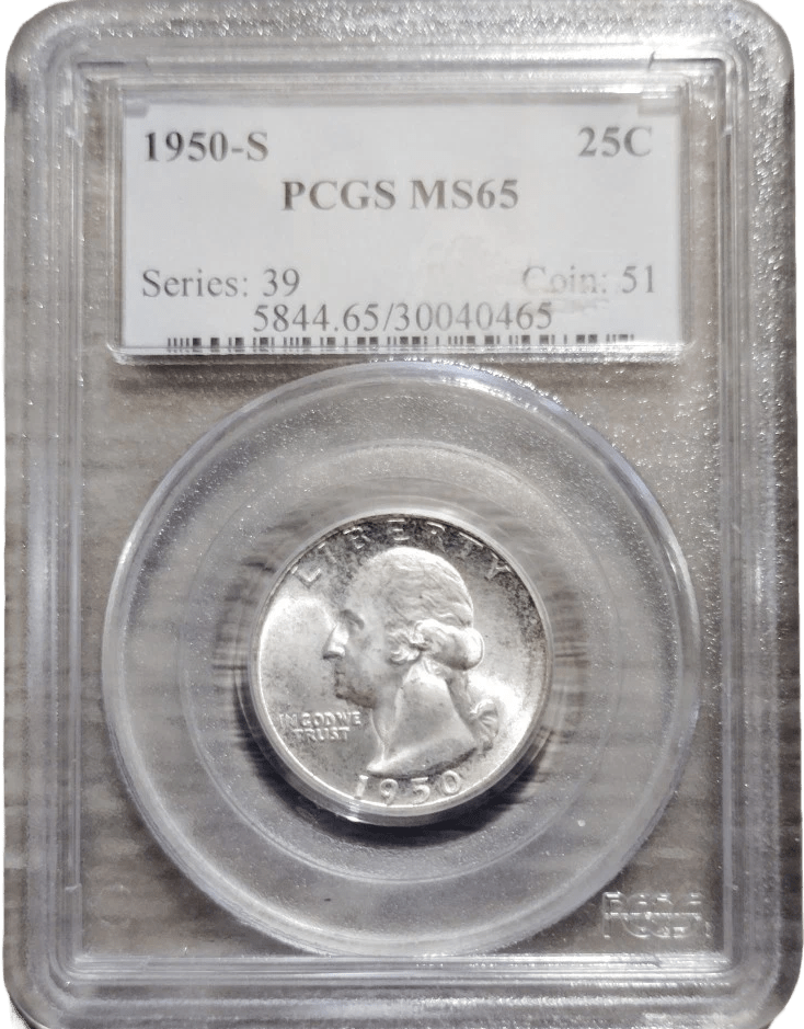 1950-S Washington Quarter obverse George Washington profile PCGS MS65 certified