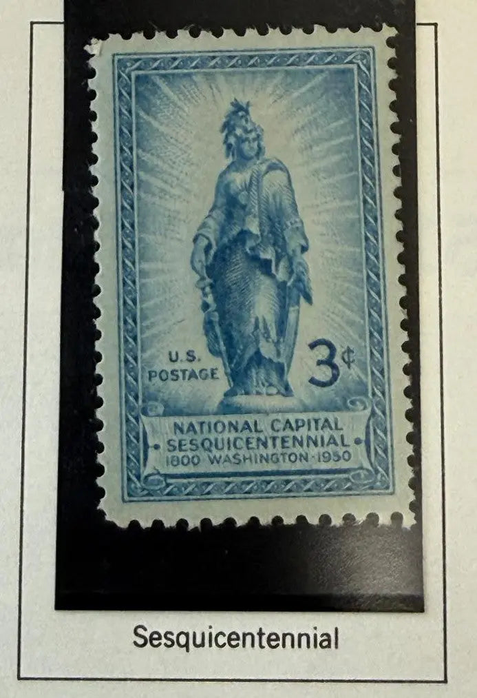 1950 U.S. 3¢ National Capital Sesquicentennial Stamp – Statue of Freedom Historic Commemorative Heritage Pastime