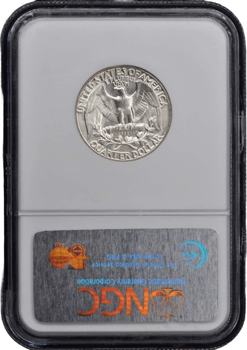 1950 Washington Quarter reverse eagle design in NGC MS66 slab