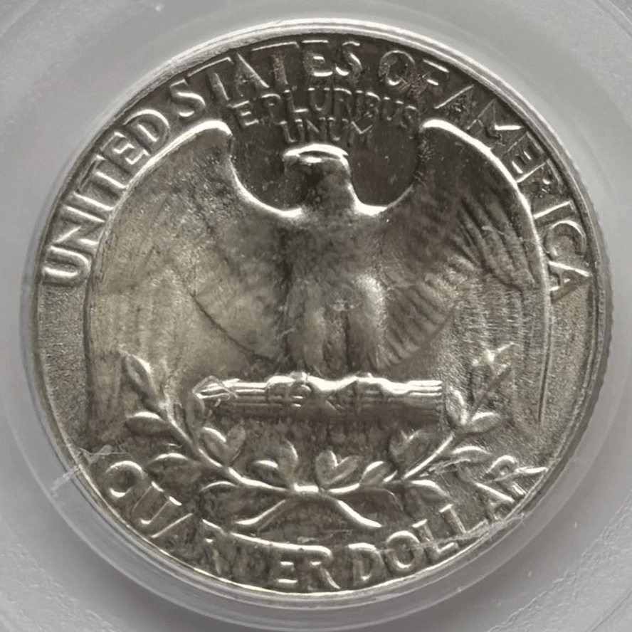 1950 Washington Quarter reverse with eagle and olive branch in PCGS slab