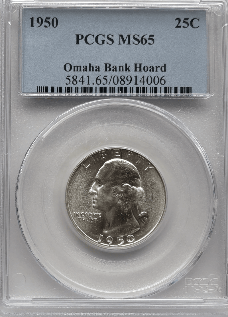 1950 Washington Quarter obverse George Washington profile PCGS MS65 Omaha Bank Hoard