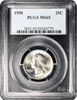 1950 Washington Silver Quarter PCGS MS65 obverse with George Washington profile