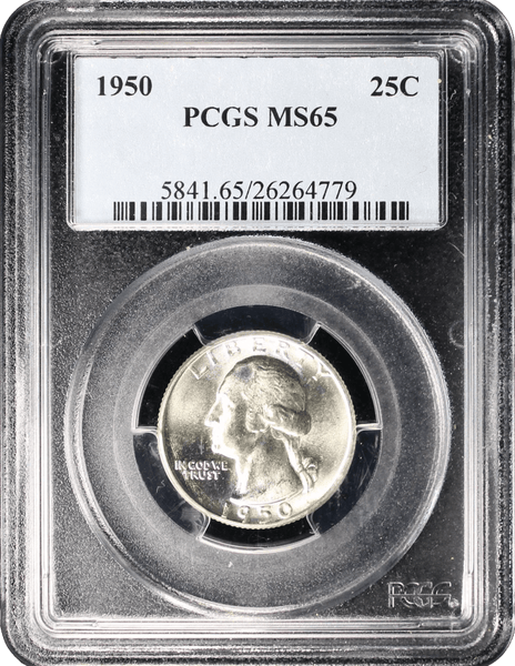 1950 Washington Silver Quarter PCGS MS65 obverse with George Washington profile