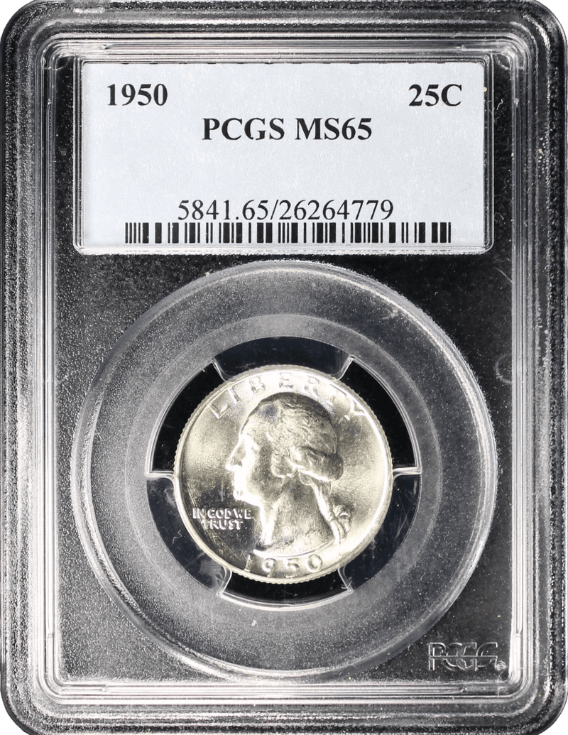 1950 Washington Silver Quarter PCGS MS65 obverse with George Washington profile