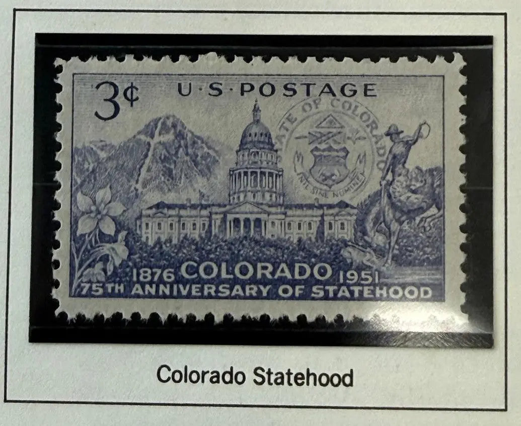 1951 U.S. 3¢ Colorado Statehood 75th Anniversary Stamp – Historic Centennial State Commemorative Heritage Pastime