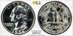 1954 Moneda de Cuarto de Washington 25¢ – PCGS PR67 Moneda de Plata Proof | Emisión de Plata 90% Gema Excelente