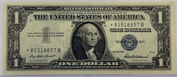 1957 $1 Billete de Certificado de Plata con Estrella – Sello Azul – “In God We Trust” – Billete de Reemplazo