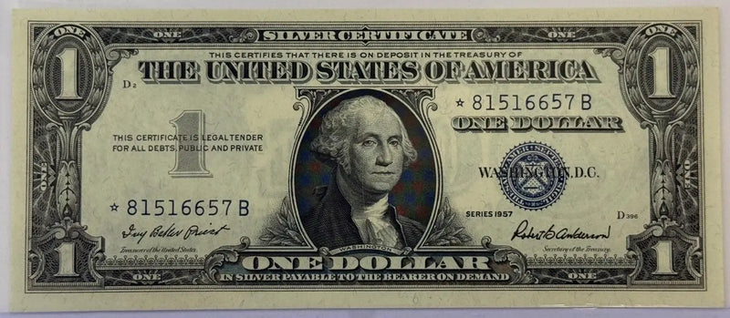 1957 $1 Silver Certificate STAR Note – Blue Seal – “In God We Trust” – Replacement Note Heritage Pastime