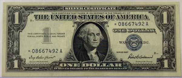 1957 $1 Silver Certificate STAR Note – Blue Seal Replacement Note – Priest/Anderson Signatures Heritage Pastime