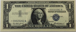 Billete de reposición con estrella, Serie 1957, de $1, Certificado de Plata – Sello azul – Moneda estadounidense