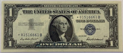 Billete de certificado de plata estrella de 1 dólar serie 1957-B - Sello azul - Washington - Billete de reemplazo