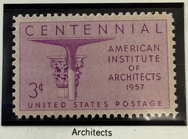 1957 U.S. 3¢ American Institute of Architects Centennial Stamp – Historic Architecture Commemorative Heritage Pastime