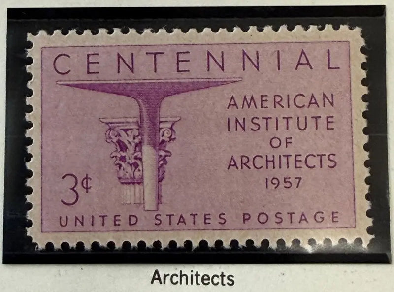 1957 U.S. 3¢ American Institute of Architects Centennial Stamp – Historic Architecture Commemorative Heritage Pastime