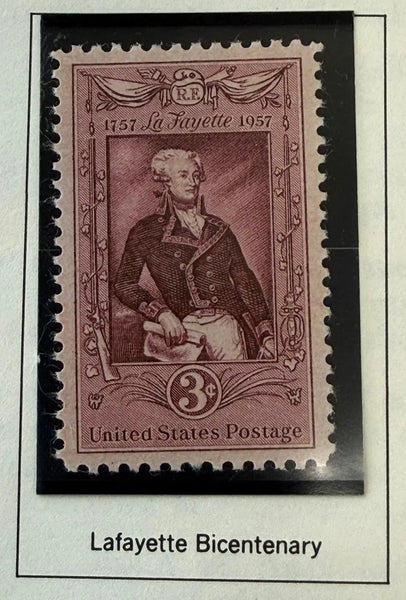 1957 U.S. 3¢ Marquis de Lafayette Bicentenary Stamp – Historic Revolutionary War Commemorative Heritage Pastime