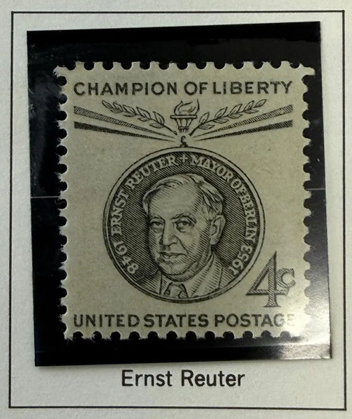 1959 U.S. 4¢ Ernst Reuter “Champion of Liberty” Stamp – Berlin Mayor Cold War Commemorative Heritage Pastime