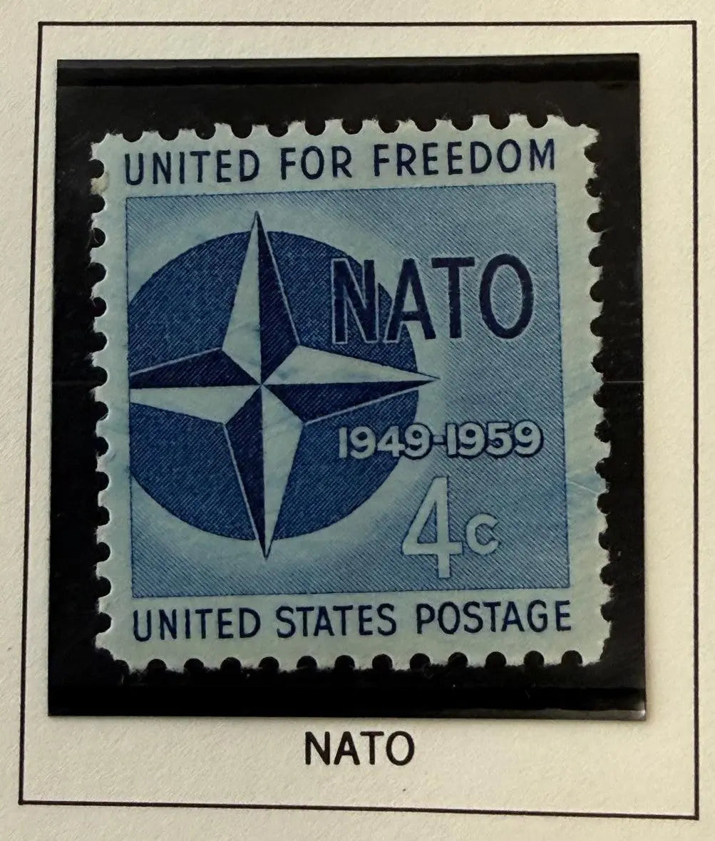 1959 U.S. 4¢ NATO 10th Anniversary Stamp – Cold War Alliance Commemorative Collectible Heritage Pastime
