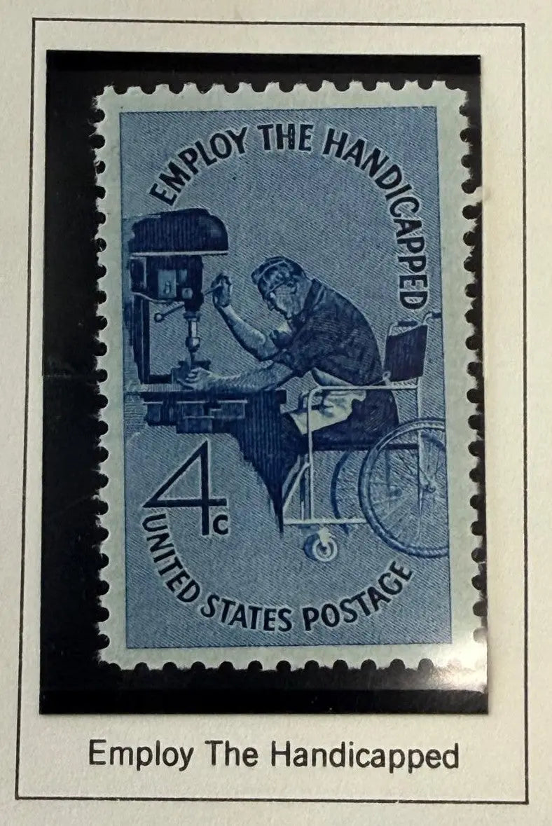 1960 U.S. 4¢ “Employ the Handicapped” Postage Stamp (Scott #1155) – Historic Social Awareness Issue Heritage Pastime
