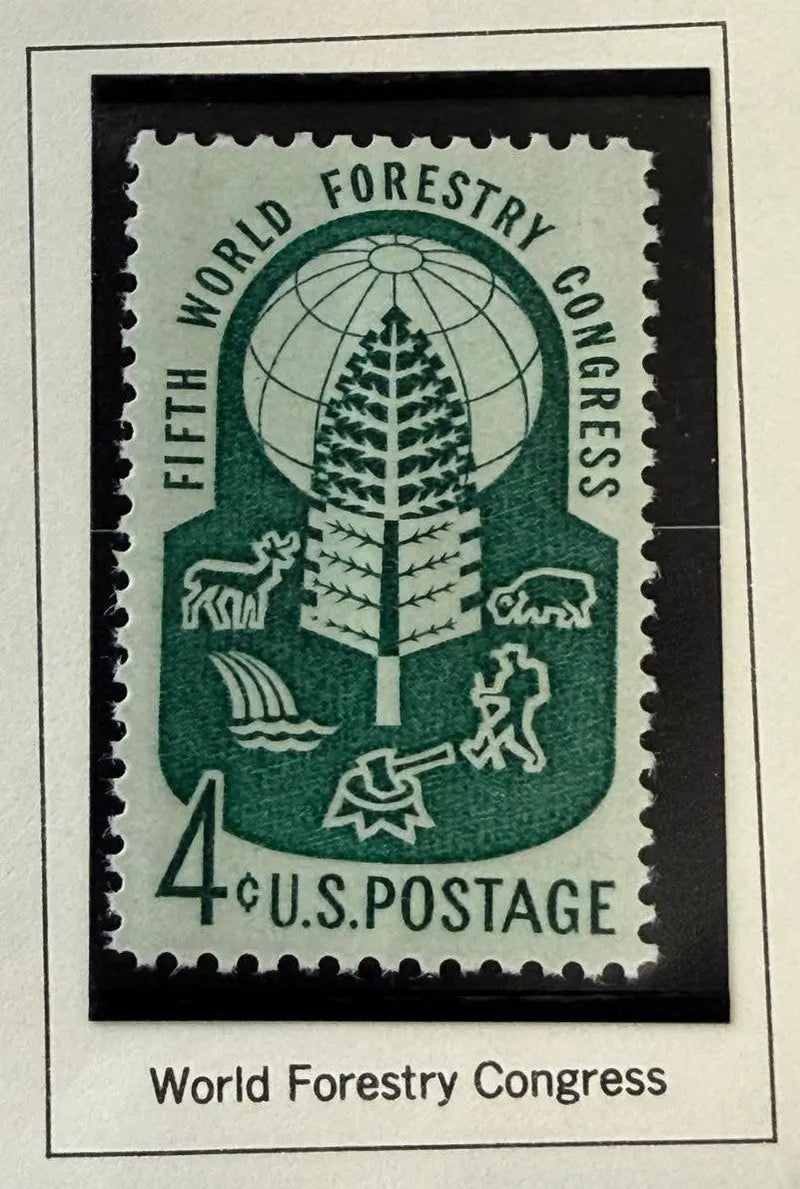 1960 U.S. 4¢ Fifth World Forestry Congress Commemorative Stamp – Environmental Heritage Issue Heritage Pastime