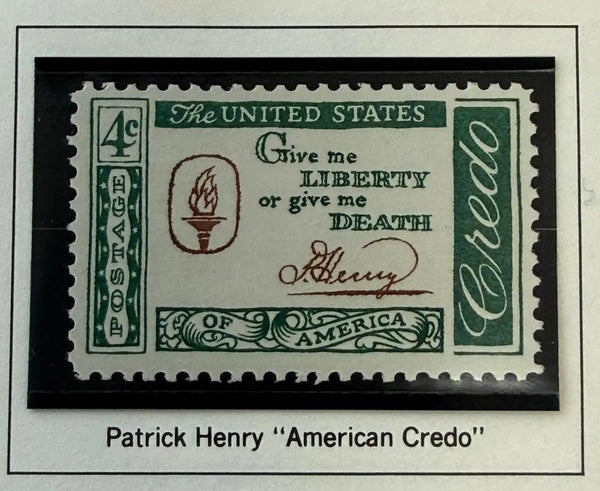 1960 U.S. 4¢ Patrick Henry “Give Me Liberty or Give Me Death” Stamp – American Credo Series Patriotic Commemorative Heritage Pastime
