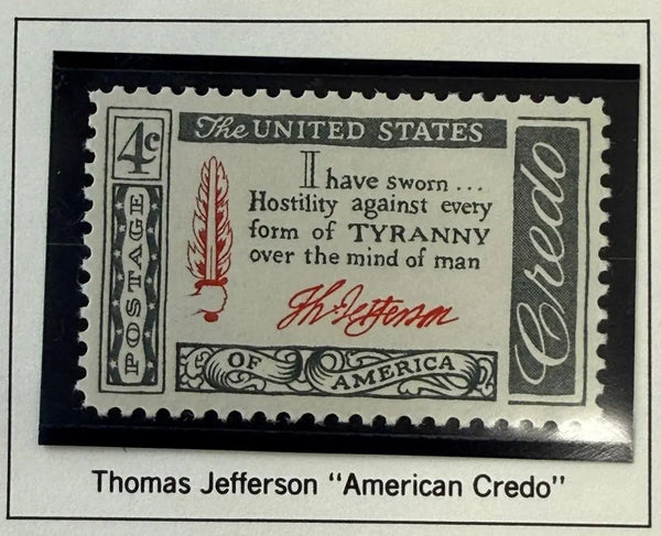 1960 U.S. 4¢ Thomas Jefferson Stamp – American Credo Series Historic Commemorative Heritage Pastime