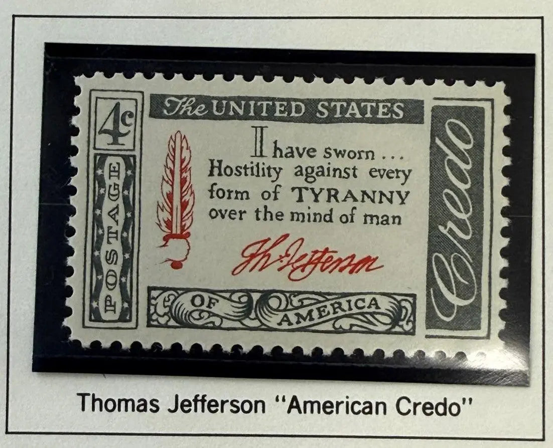 1960 U.S. 4¢ Thomas Jefferson Stamp – American Credo Series Historic Commemorative Heritage Pastime