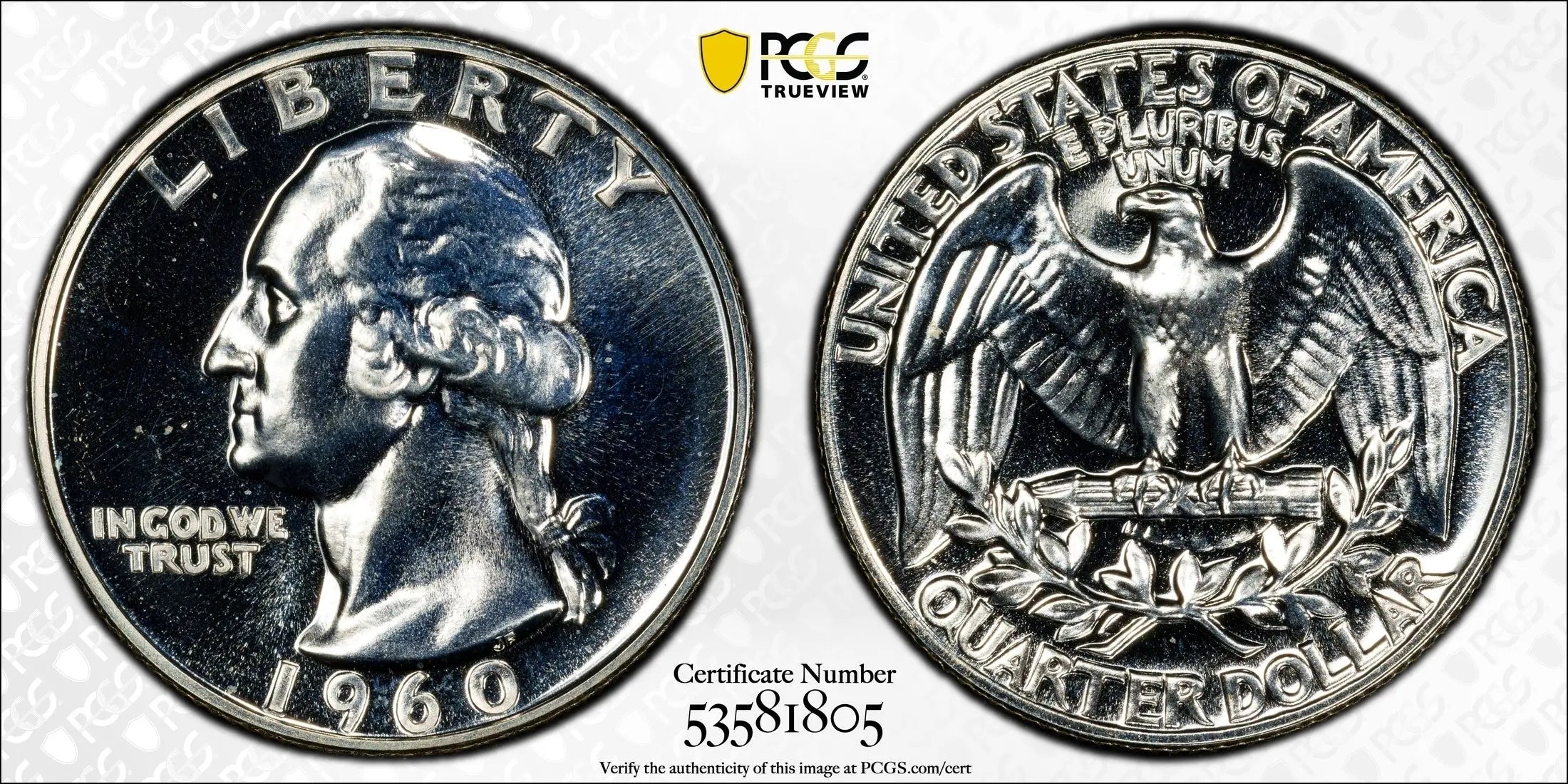1960 Washington Quarter 25C – PCGS PR67 Gem Proof Silver Coin | High-Grade Collectible Heritage Pastime