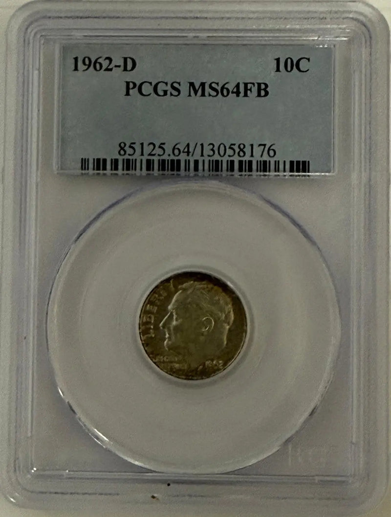 1962-D Roosevelt Dime PCGS MS64FB – Full Bands Gem Silver Coin Heritage Pastime