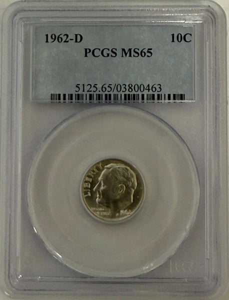 1962-D Roosevelt Dime PCGS MS65 – Gem Mint State Silver Coin Heritage Pastime