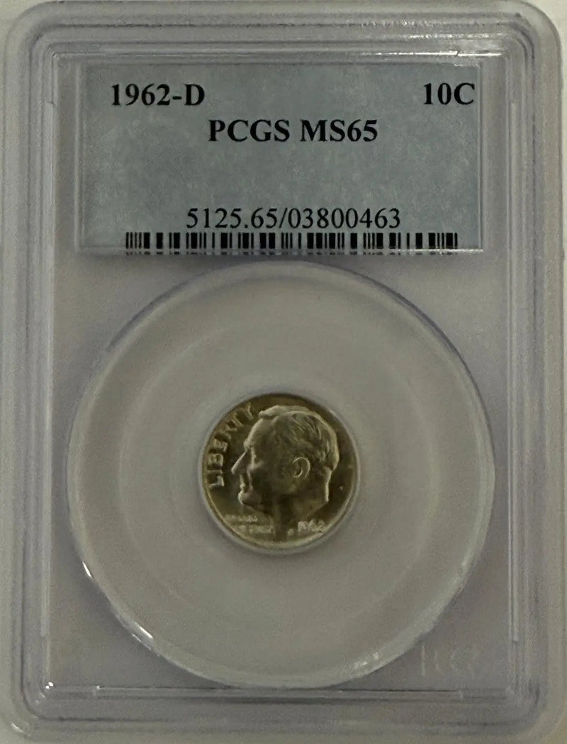 1962-D Roosevelt Dime PCGS MS65 – Gem Mint State Silver Coin Heritage Pastime