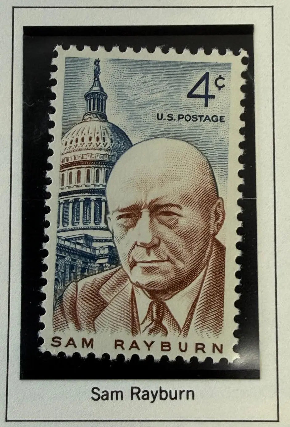 1962 United States 4¢ Sam Rayburn Commemorative Stamp – Scott #1202 | Speaker of the House Tribute Heritage Pastime