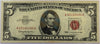 1963 $5 United States Note – Red Seal Legal Tender – Lincoln – Vintage U.S. Currency Heritage Pastime