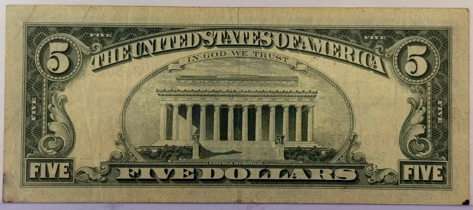 1963 $5 United States Note – Red Seal – Lincoln – Dillon Signature – Vintage Legal Tender Heritage Pastime