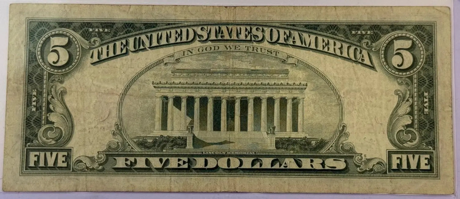 1963 $5 United States Note – Red Seal – Lincoln – Vintage Legal Tender Currency Heritage Pastime