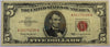 1963 $5 United States Note – Red Seal – Lincoln – Vintage Legal Tender Currency Heritage Pastime