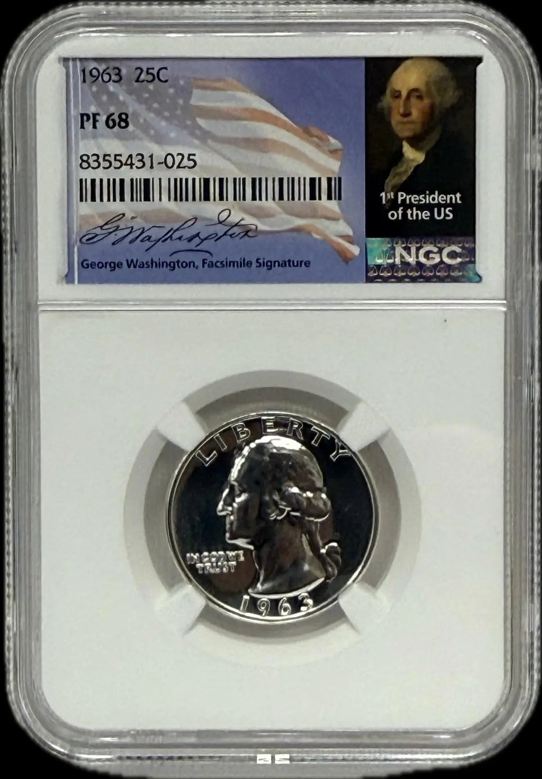 1963 Silver Quarter PF68 – High-Grade Proof, Exceptional Quality Heritage Pastime