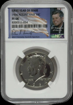 1964 Half Dollar NGC PF68 – Accent Hair Variety, Elegant Proof Quality