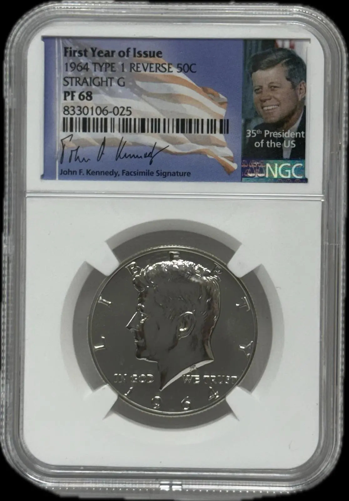 1964 Type 1 Reverse Half Dollar PF68 – First Year of Issue, Struck G – High-Quality Proof Coins Heritage Pastime