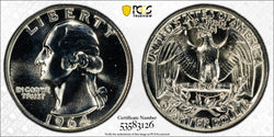 ربع دولار واشنطن 1964 25 سنت – عملة فضية أصلية PCGS PR67 | إصدار رائع من الفضة 90% لسنة الإنتاج الأخيرة