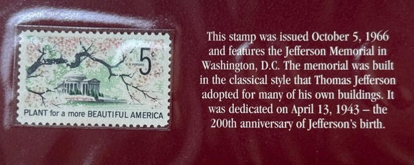1966 U.S. 5¢ “Plant for a More Beautiful America” Stamp – Jefferson Memorial Issue Heritage Pastime