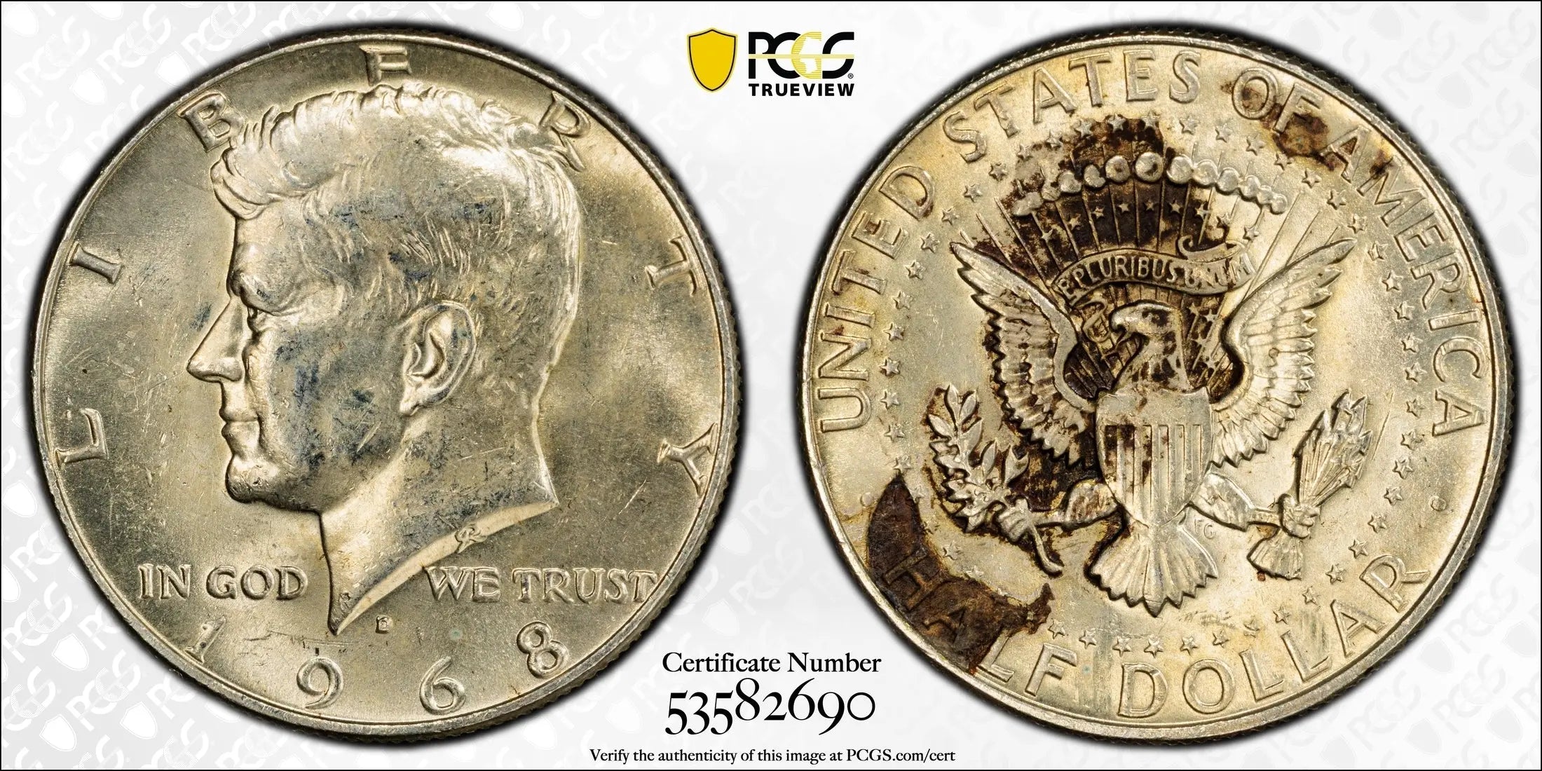 1968-D Kennedy Half Dollar – PCGS Genuine UNC Details (Altered Surfaces) | Historic First-Year Denver Issue Heritage Pastime