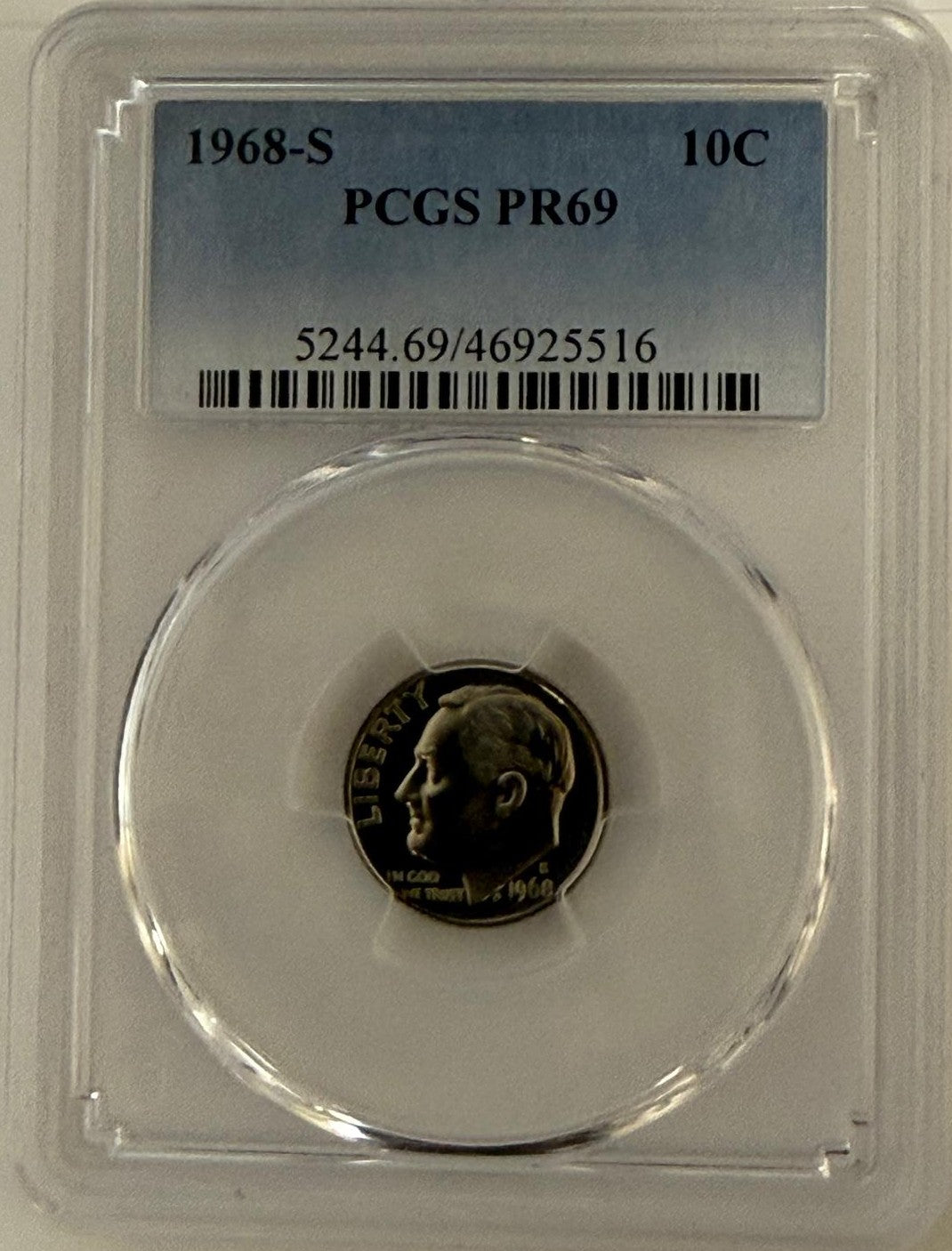 1968-S Roosevelt Dime PCGS PR69 – Near-Perfect Early Proof Coin