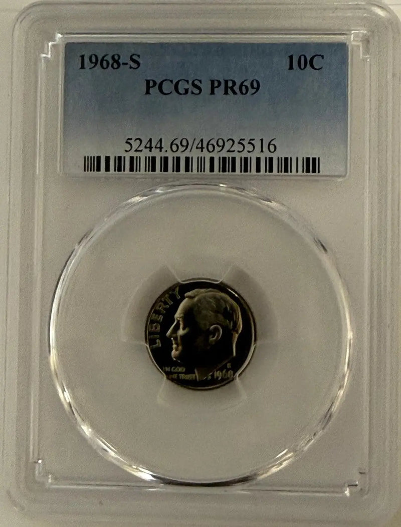 1968-S Roosevelt Dime PCGS PR69 – Near-Perfect Early Proof Coin Heritage Pastime