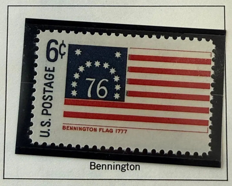 1968 United States 6¢ Bennington Flag Commemorative Stamp – Scott #1348 | Historic American Flags Series Heritage Pastime