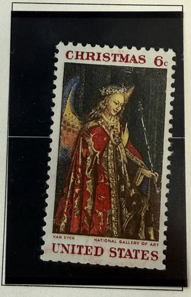1968 United States 6¢ Christmas Stamp – Angel Gabriel from “The Annunciation” by Jan van Eyck | Scott #1362 | Religious Art Issue Heritage Pastime