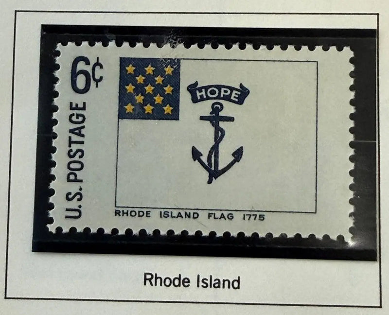 1968 United States 6¢ Rhode Island Flag (1775) Commemorative Stamp – Scott #1349 | Historic American Flags Series Heritage Pastime