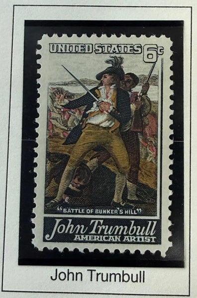 1968 United States 6¢ “The Battle of Bunker’s Hill” by John Trumbull Stamp – Scott #1356 | Revolutionary War Tribute Heritage Pastime